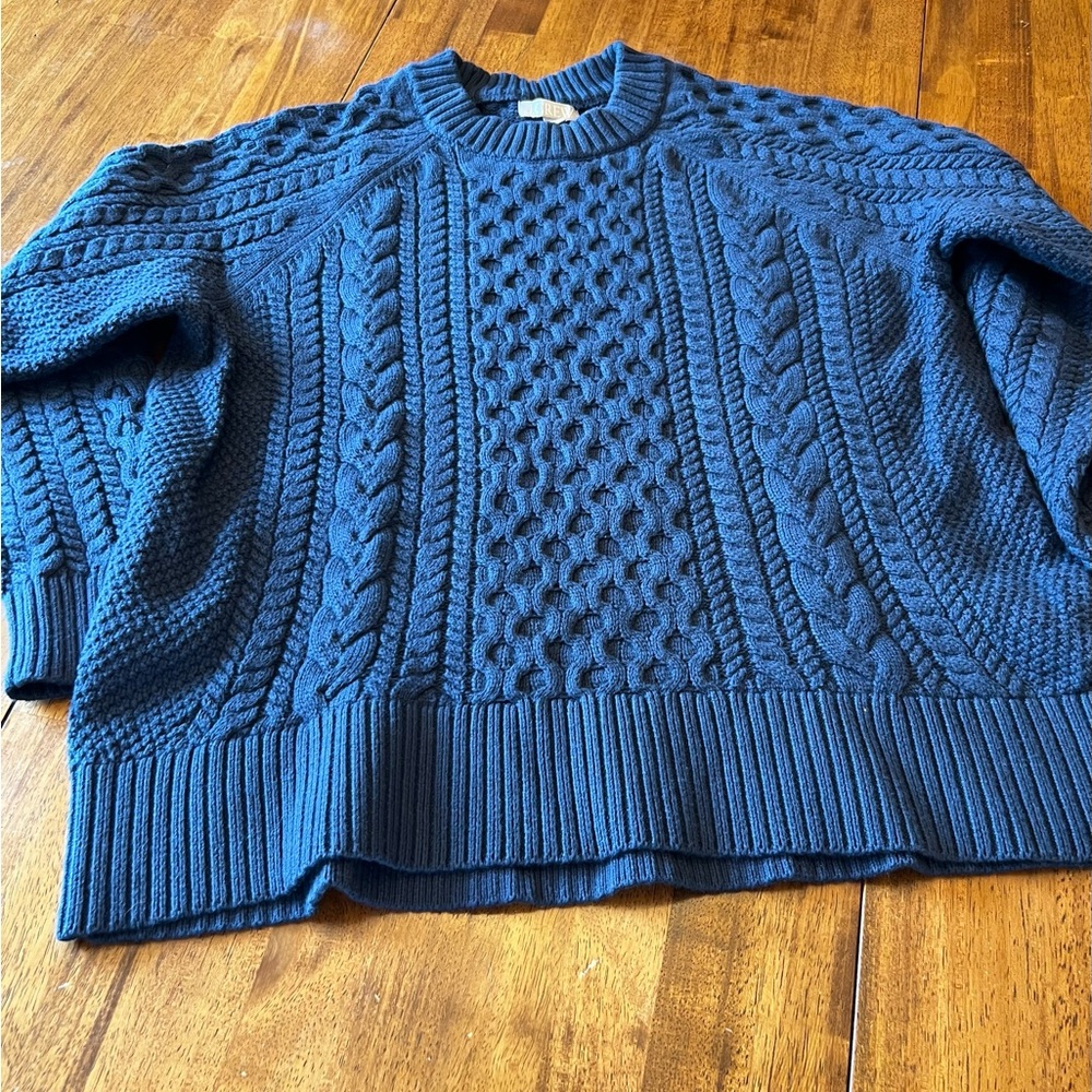 J Crew Navy Cable Knit Sweater 100% cotton women’s size XL NWT